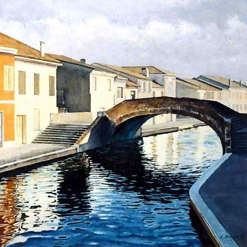Veduta Comacchio - guazzo - cm.50x50 - 1995